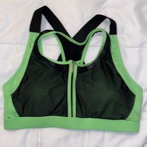 Shein curve 0XL sports bra bright green and black